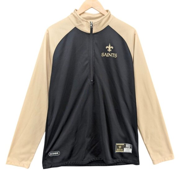 NFL New Orleans Saints Jacket Mens Black Gold 1/2 Zip Combine Authentic Size M - Picture 1 of 9